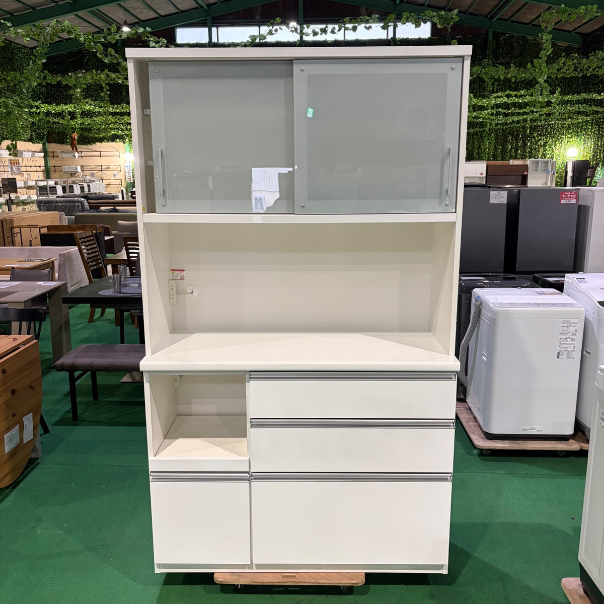 中古 食器棚 ミドルタイプ(幅81~139cm) ホワイト 写真2