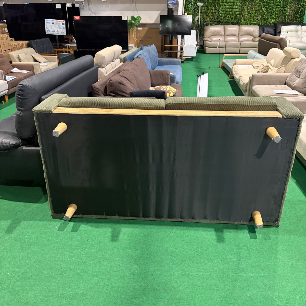 中古 ソファ 2-3人掛け オリーブ 写真6