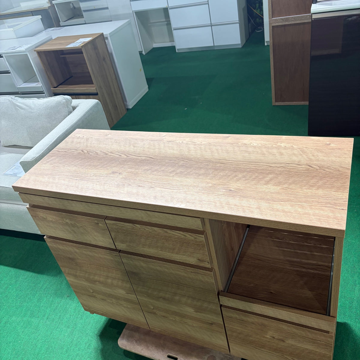 中古 食器棚 カウンタータイプ ブラウン 写真6
