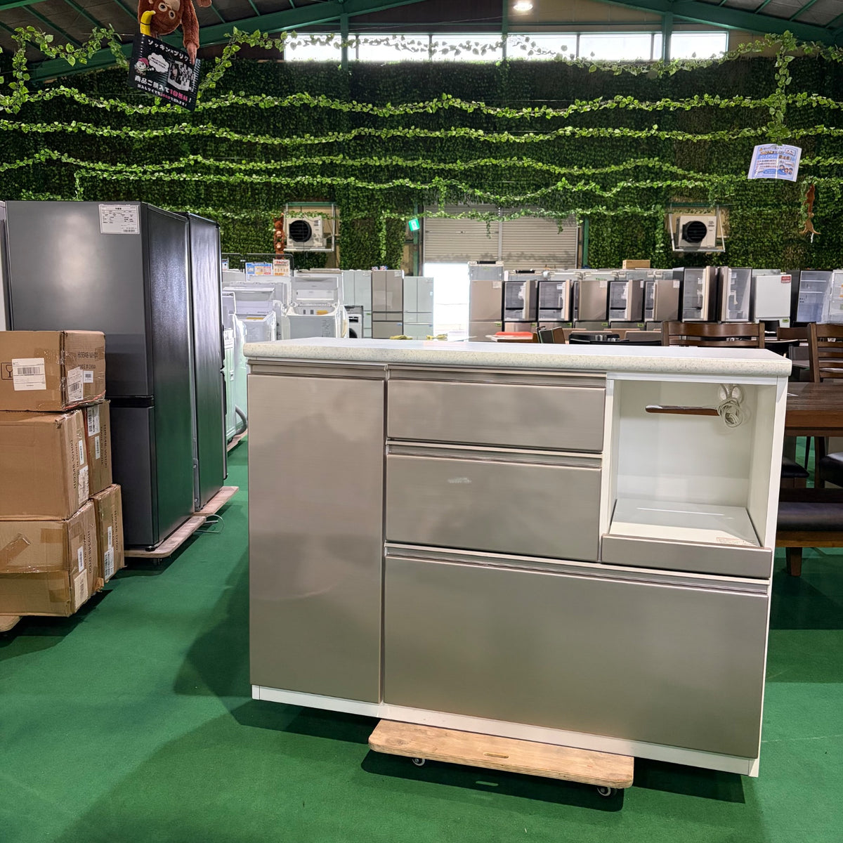 中古 食器棚 カウンタータイプ ホワイト