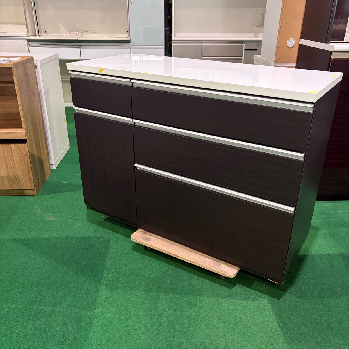 中古 食器棚 カウンタータイプ ブラウン