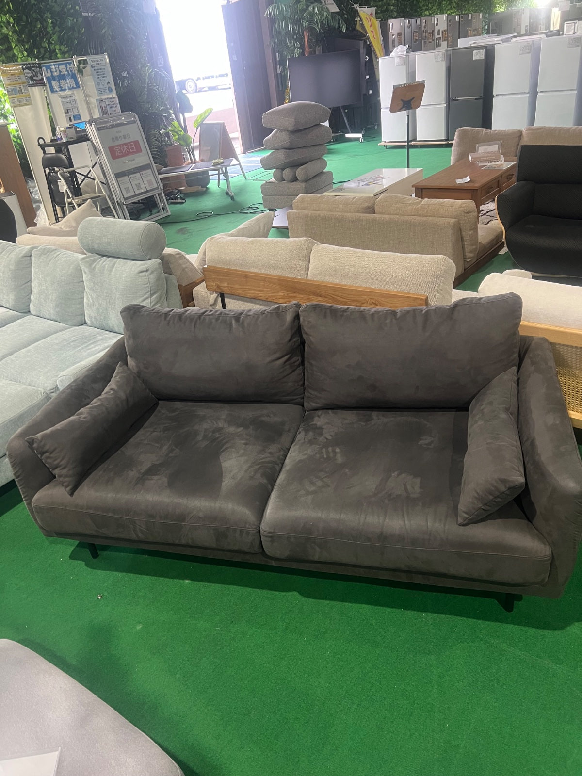 中古 ソファ 2-3人掛け グレー 写真2