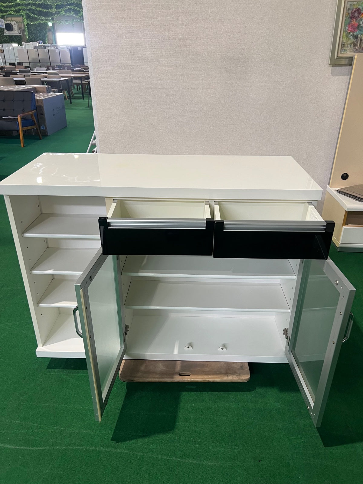 中古 食器棚 カウンタータイプ ホワイト