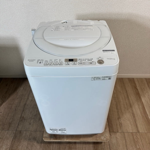中古 縦型洗濯機 SHARP ES-KS70W 7kg 2021年製 写真2