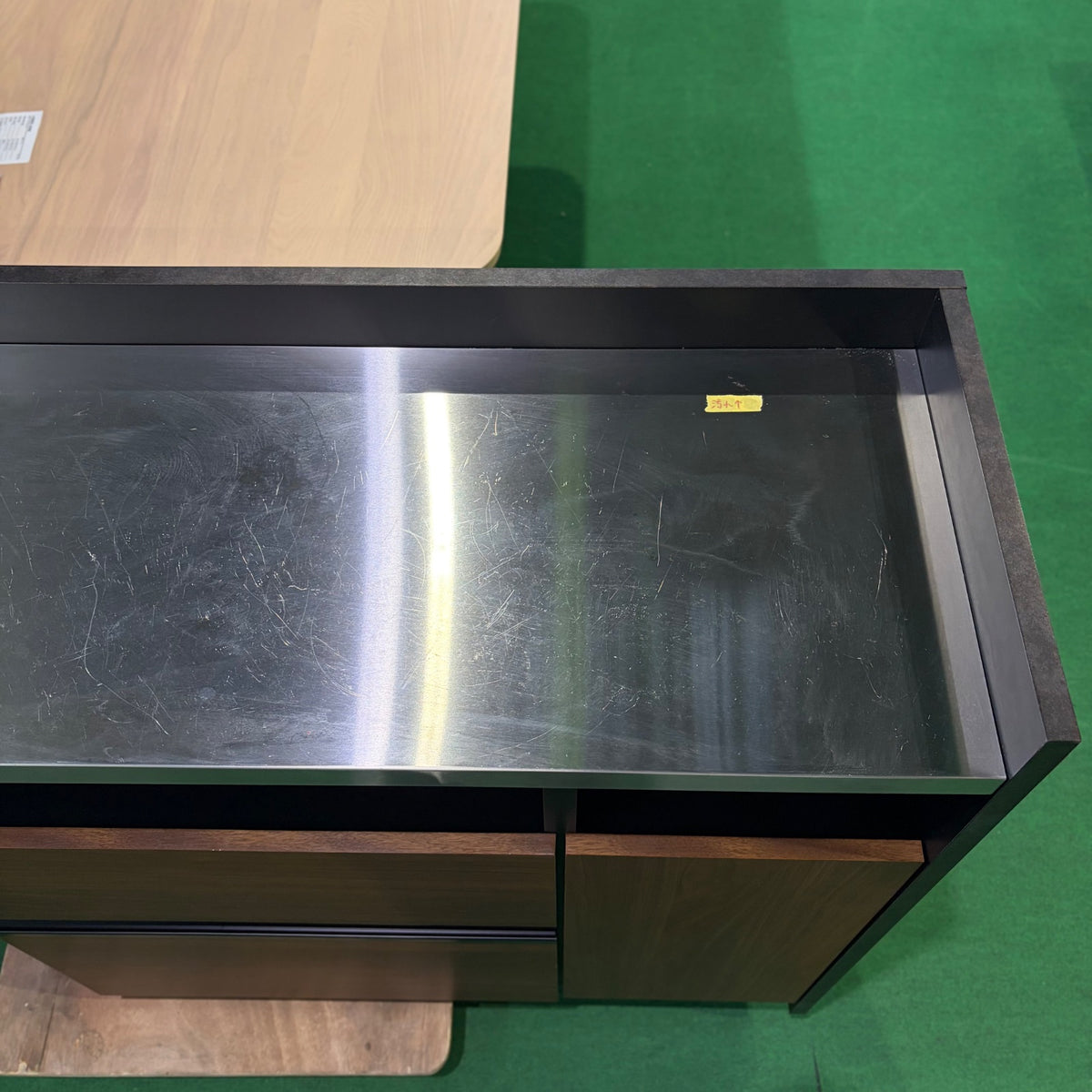 中古 食器棚 カウンタータイプ ブラック×ブラウン