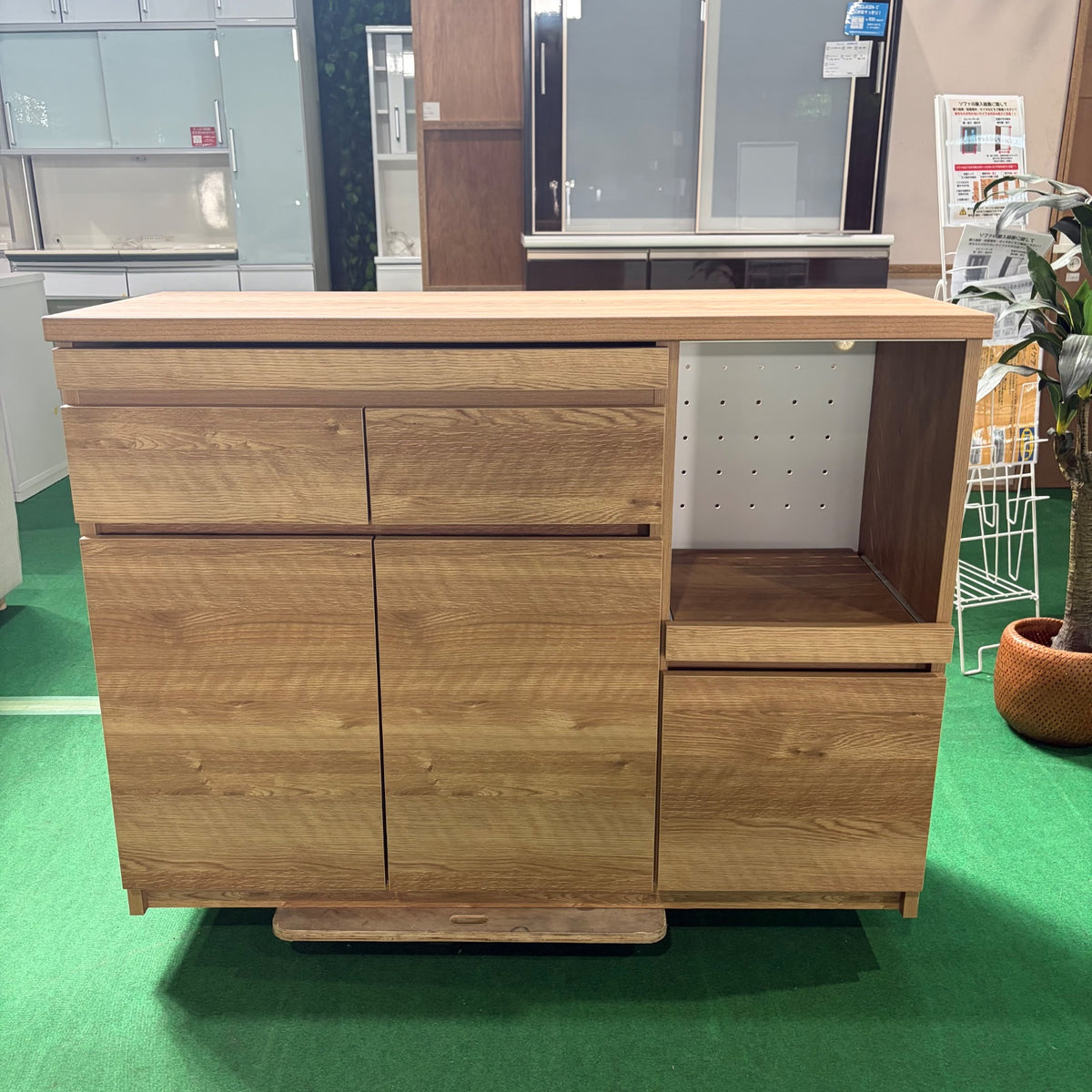 中古 食器棚 カウンタータイプ ブラウン 写真2